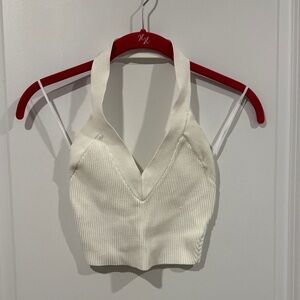 Aritzia Cream Halter Crop Top